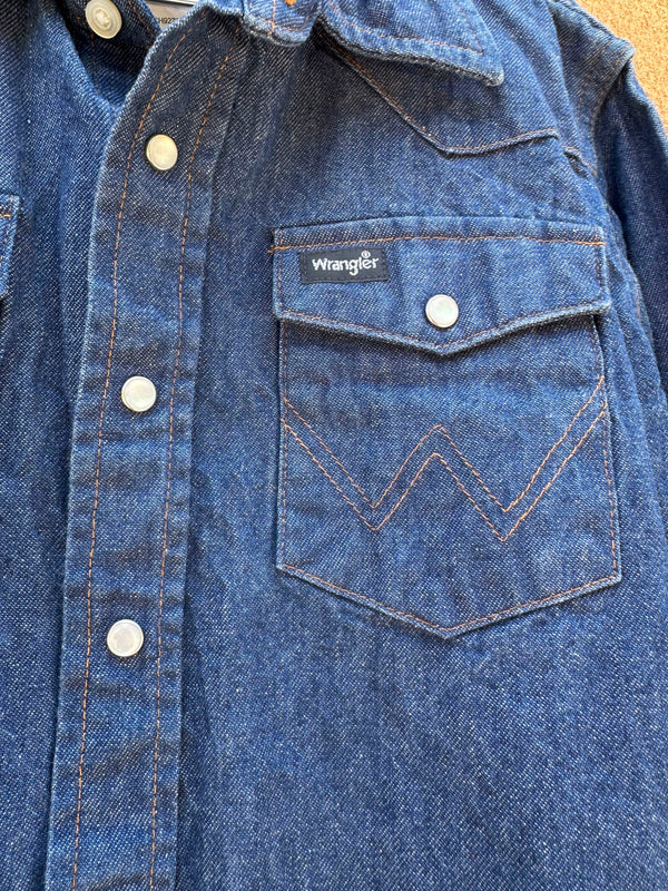 Boy's Wrangler Denim Pearl Snap Shirt 7/8
