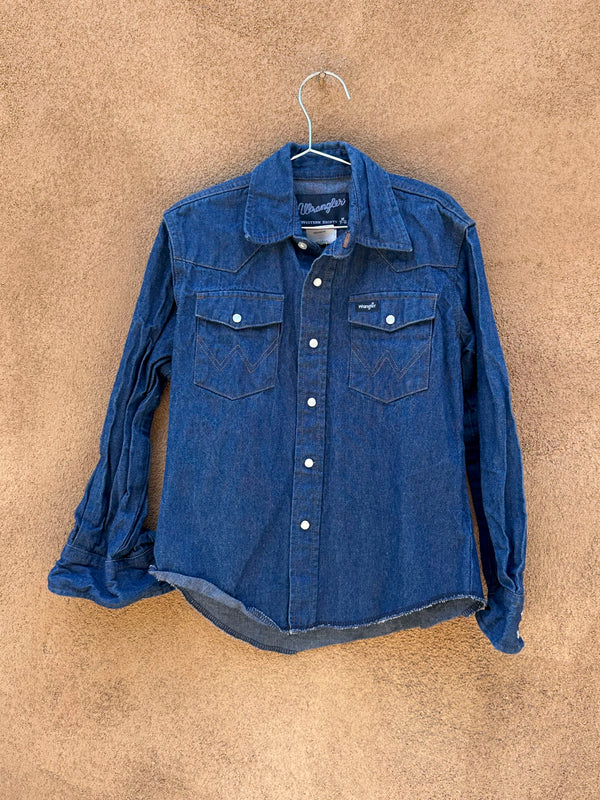 Boy's Wrangler Denim Pearl Snap Shirt 7/8