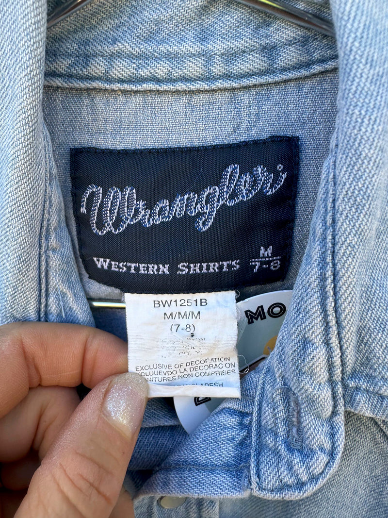 Light Wash Pearl Snap Wrangler Western Shirt 7/8