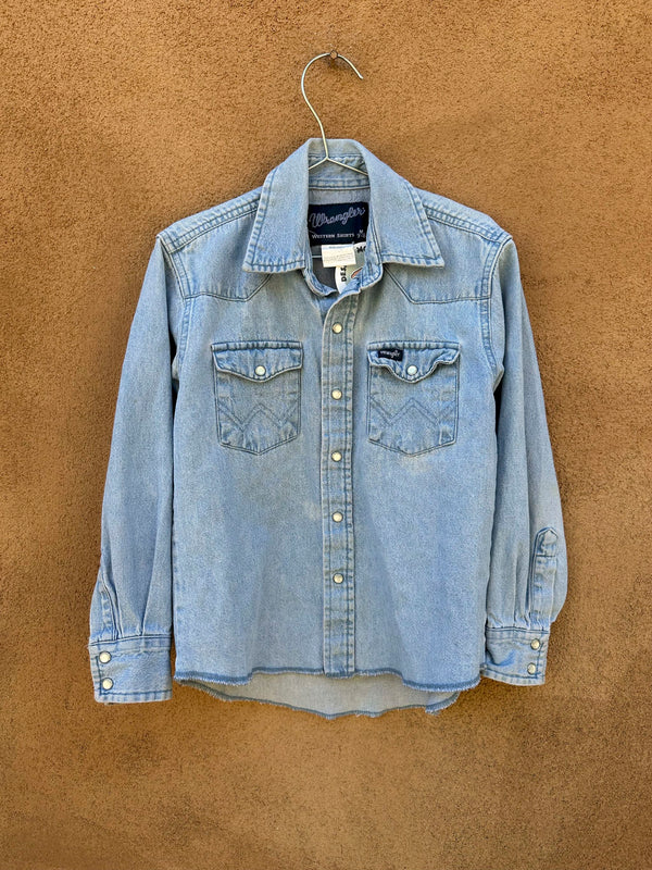 Light Wash Pearl Snap Wrangler Western Shirt 7/8
