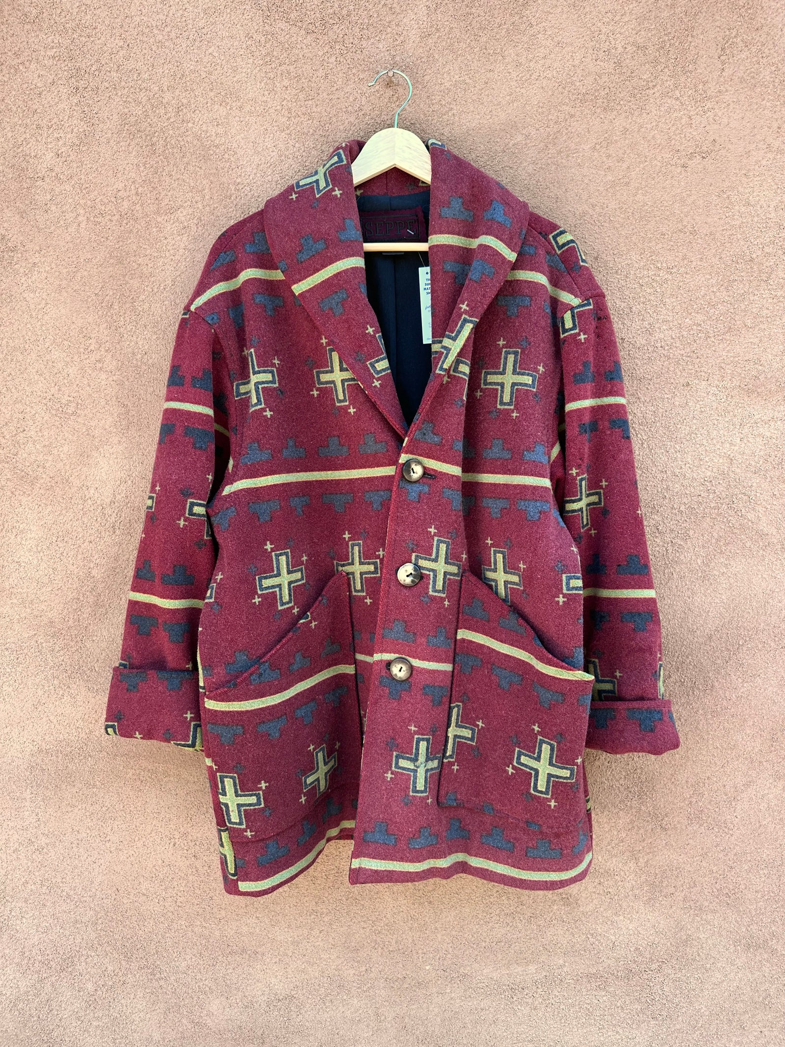 Vintage Seppe Wool Coat with Polished Antler Buttons - as is 