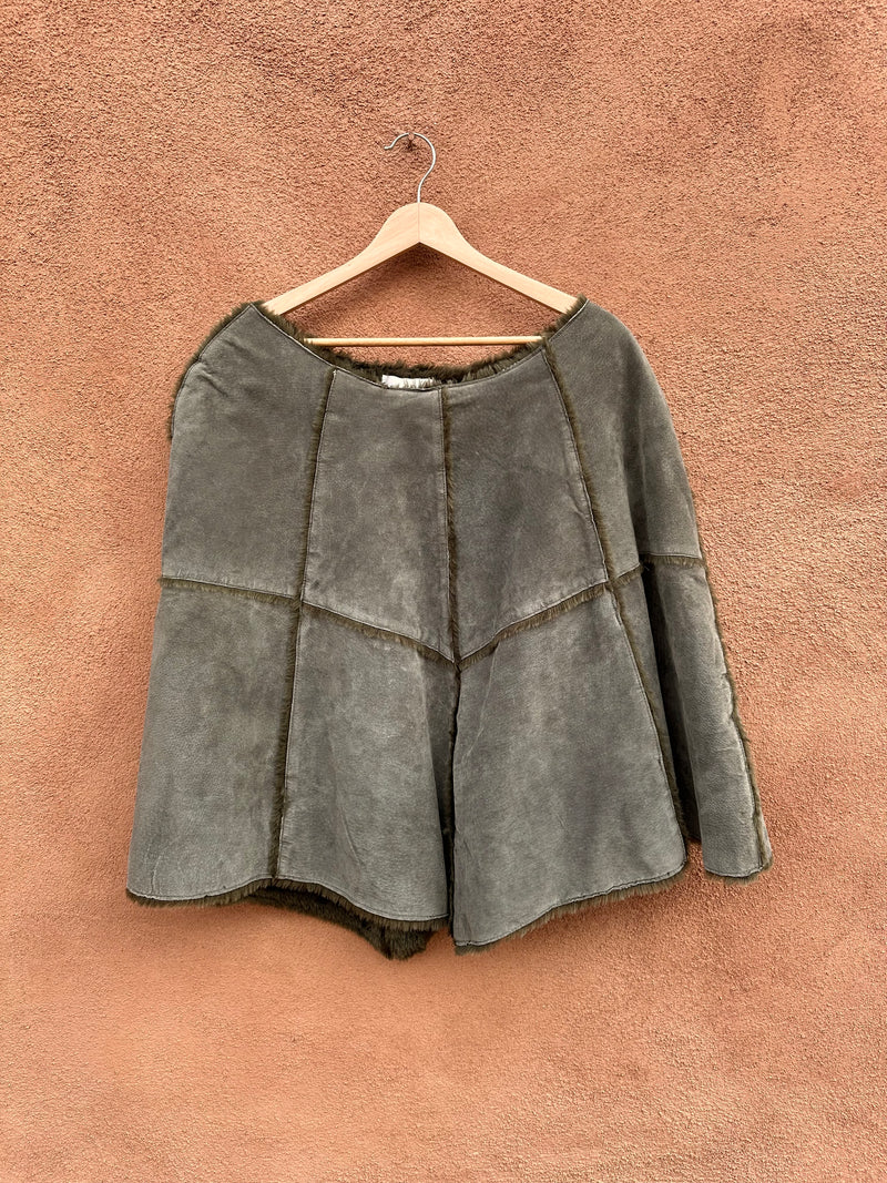 Newport News Suede Poncho - Faux Fur Lined