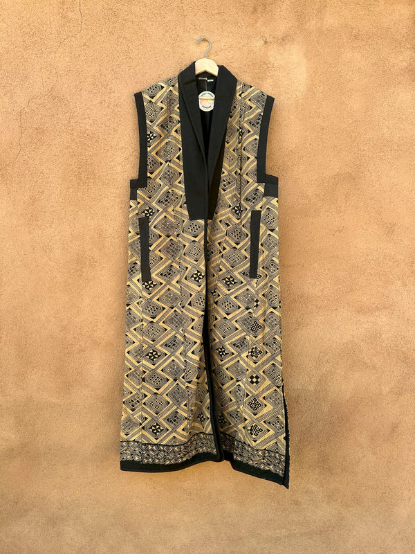 Kuba Cloth Sleeveless Trench/Long Vest