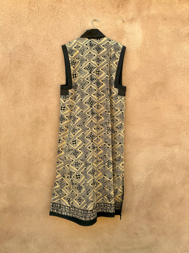 Kuba Cloth Sleeveless Trench/Long Vest