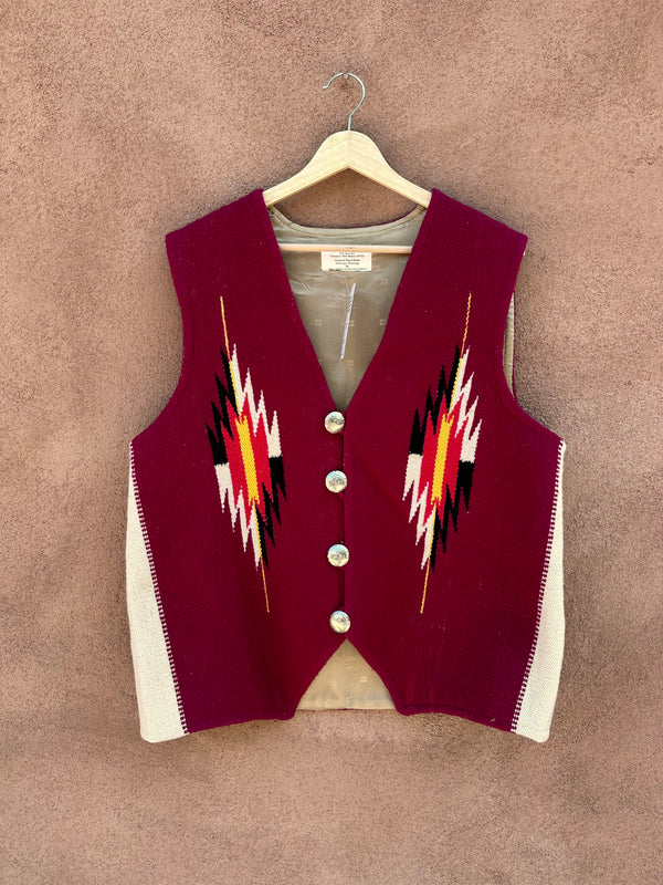 Los Siete Art Chimayo Vest with Silver Sun Buttons