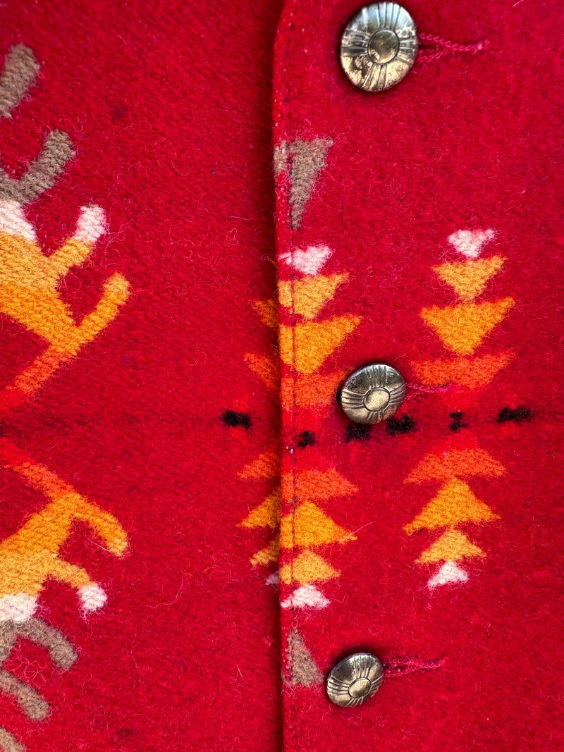 Red Southwestern Style Wool Vest - Pendleton - 40
