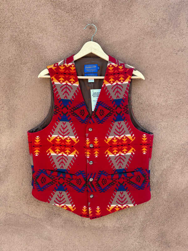 Red Southwestern Style Wool Vest - Pendleton - 40