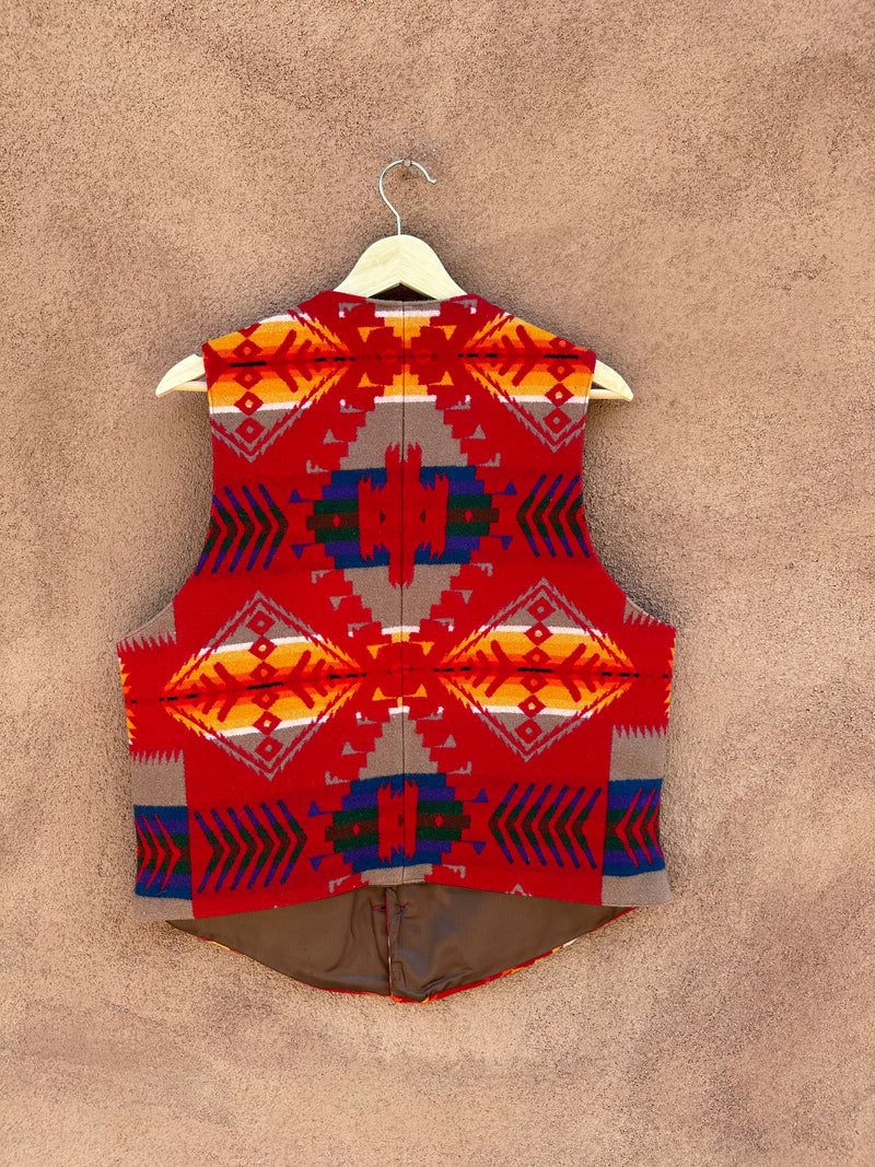 Red Southwestern Style Wool Vest - Pendleton - 40