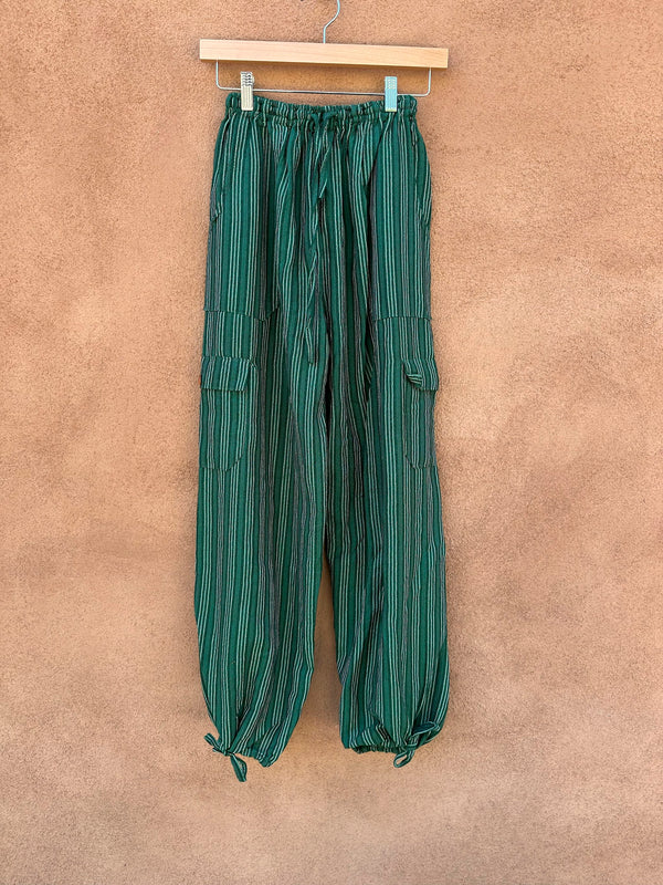 Green Striped Loose Cargo Pants