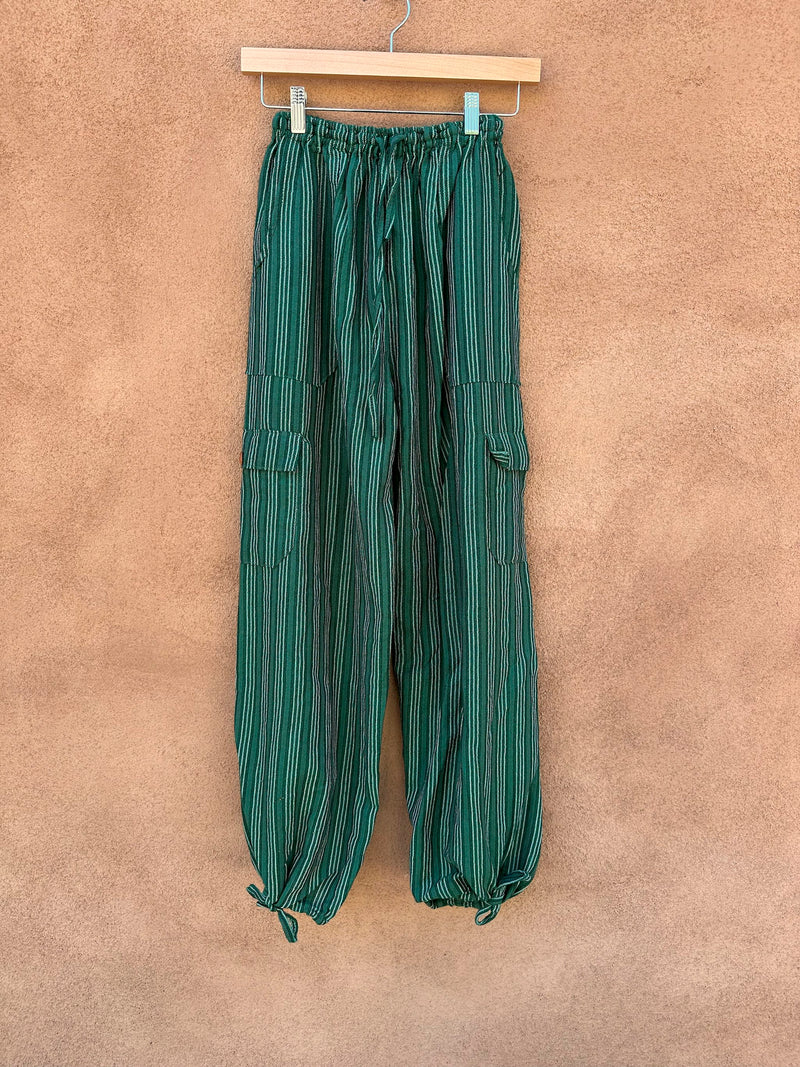 Green Striped Loose Cargo Pants