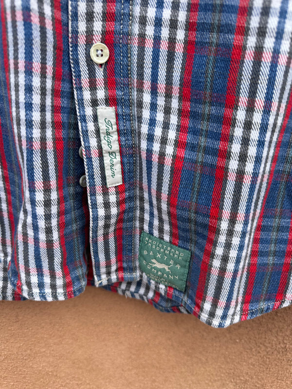 Baxter Brand Natural Plaid Flannel - Indigo Denim