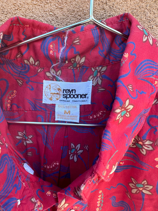 Maroon and Blue Reyn Spooner Floral Shirt