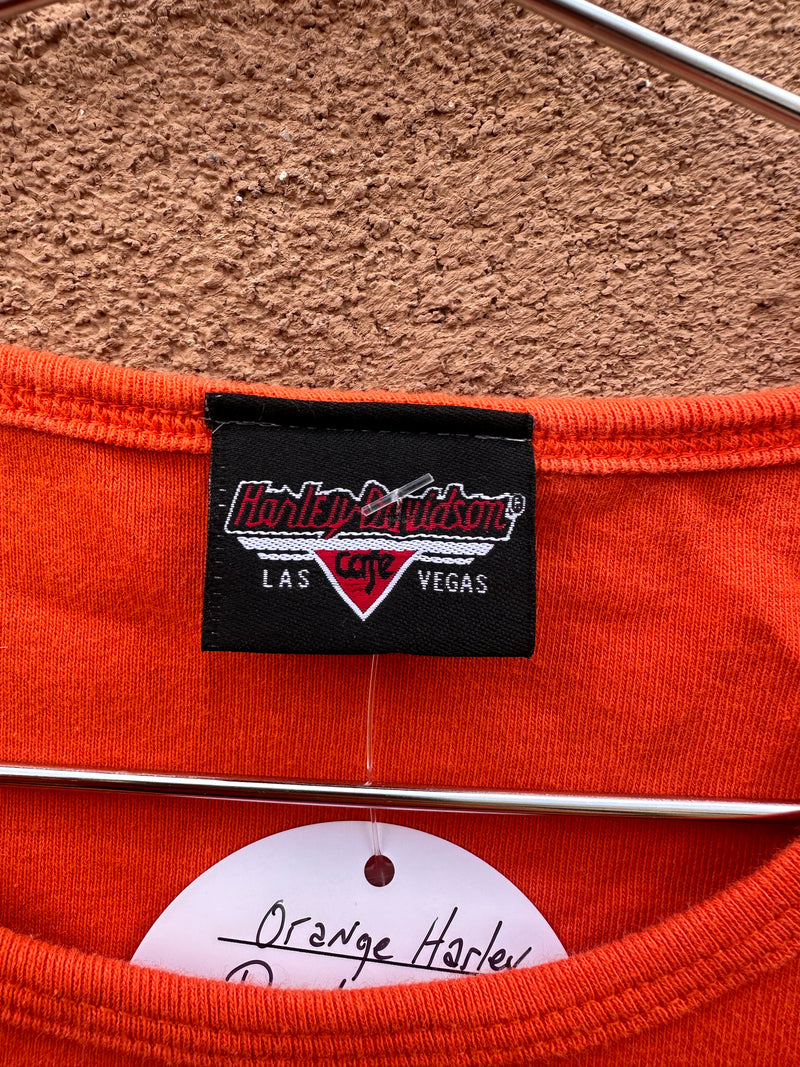 Orange Harley Davidson Cafe Girlie T-shirt - Las Vegas