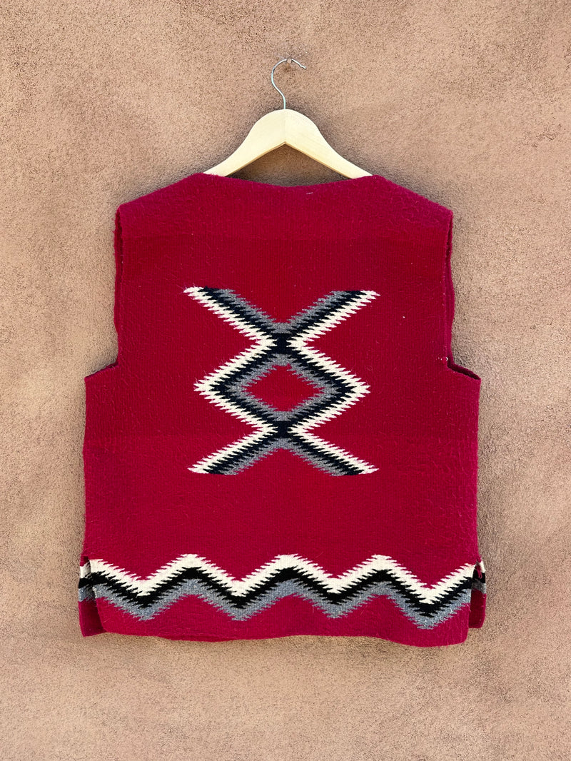 Red Chimayo Style Southwest Vest with Conchos