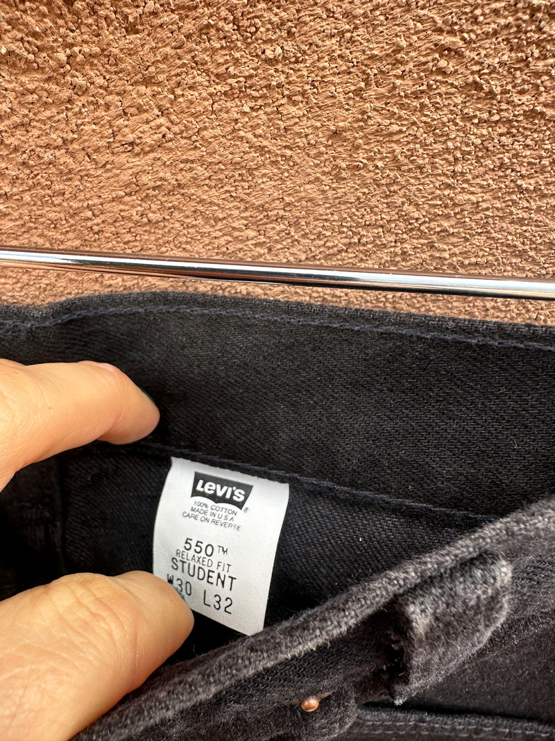 90's Boys Fit Black Levi's 550 Jeans 30 x 32 - Made in USA