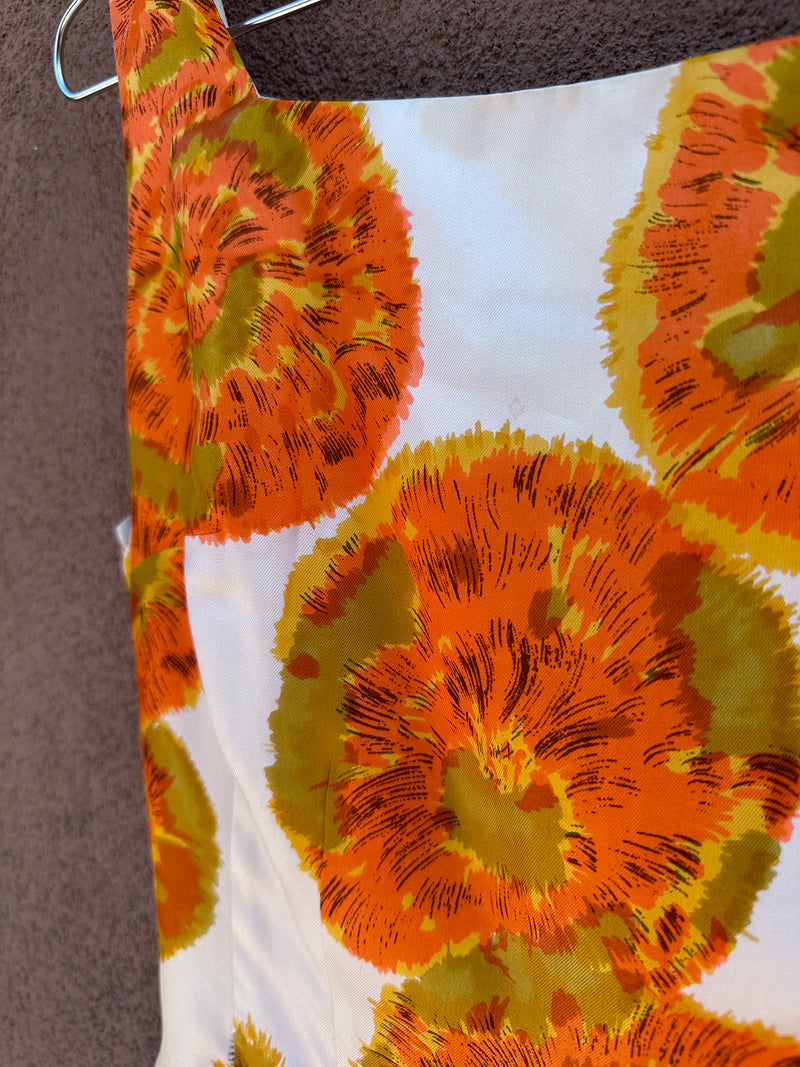 Orange 1960's Flower Shift Dress - as is
