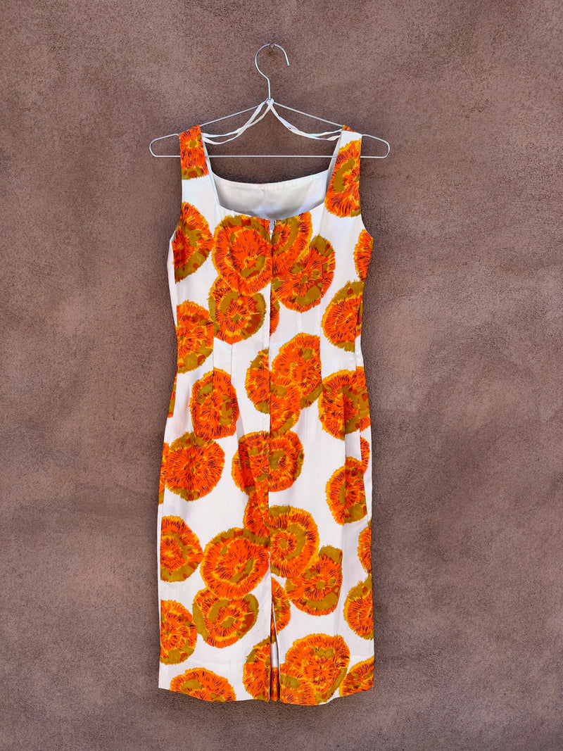 Orange 1960's Flower Shift Dress - as is