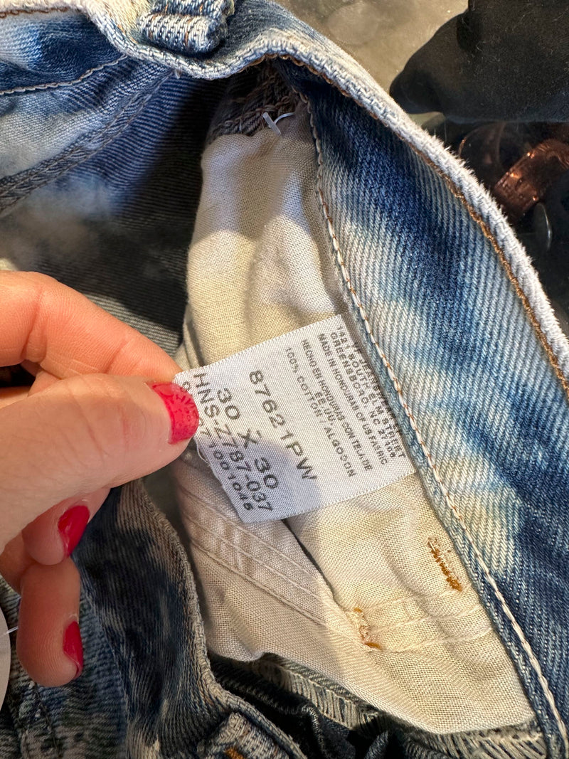 Vintage Painted, Bleached Thrashed Upcycled Rustler Jeans 30x30