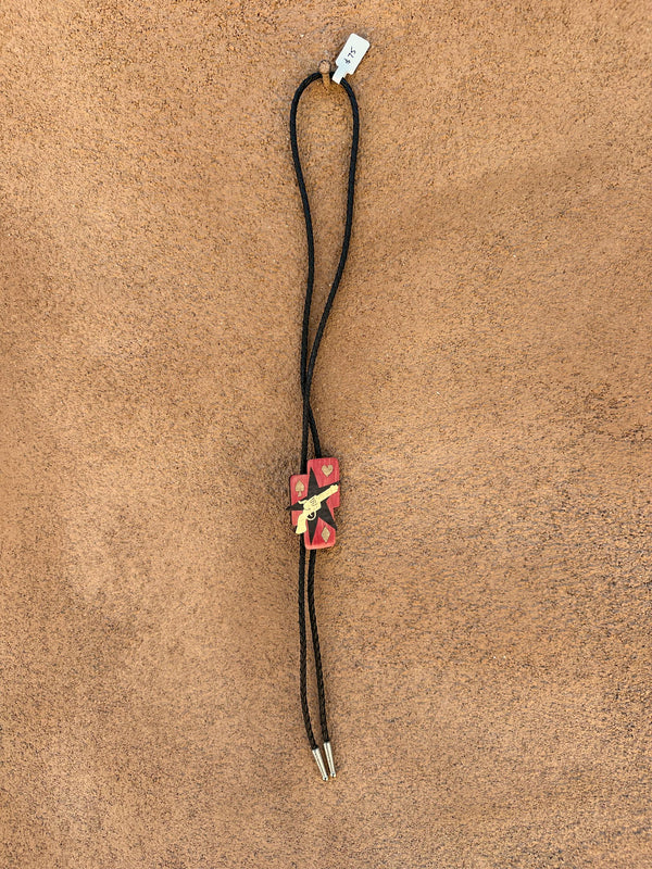 The Gambler Wood Bolo Tie