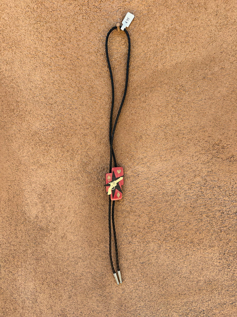 The Gambler Wood Bolo Tie