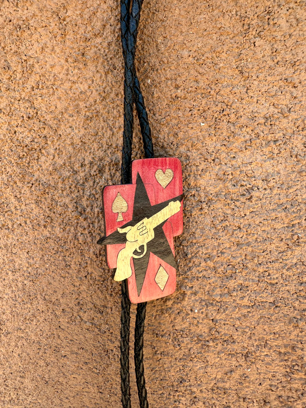 The Gambler Wood Bolo Tie