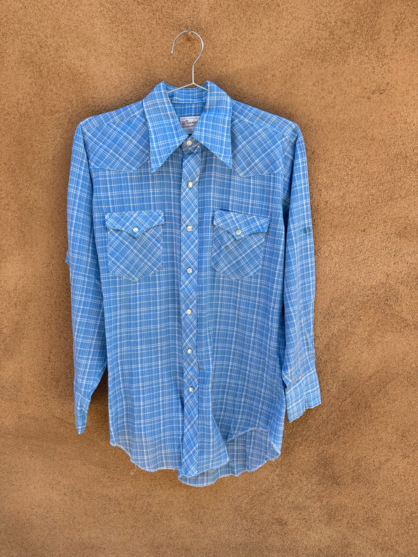 1960's Wrangler Blue and White Plaid Shirt