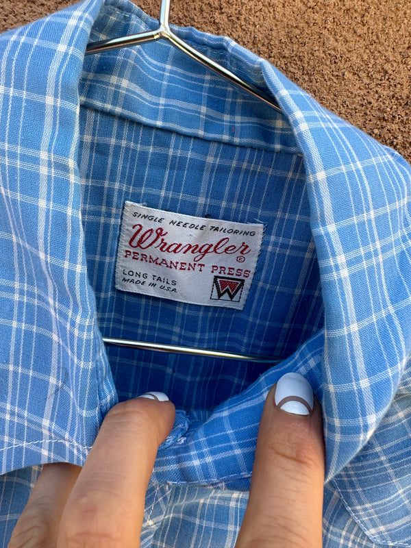 1960's Wrangler Blue and White Plaid Shirt