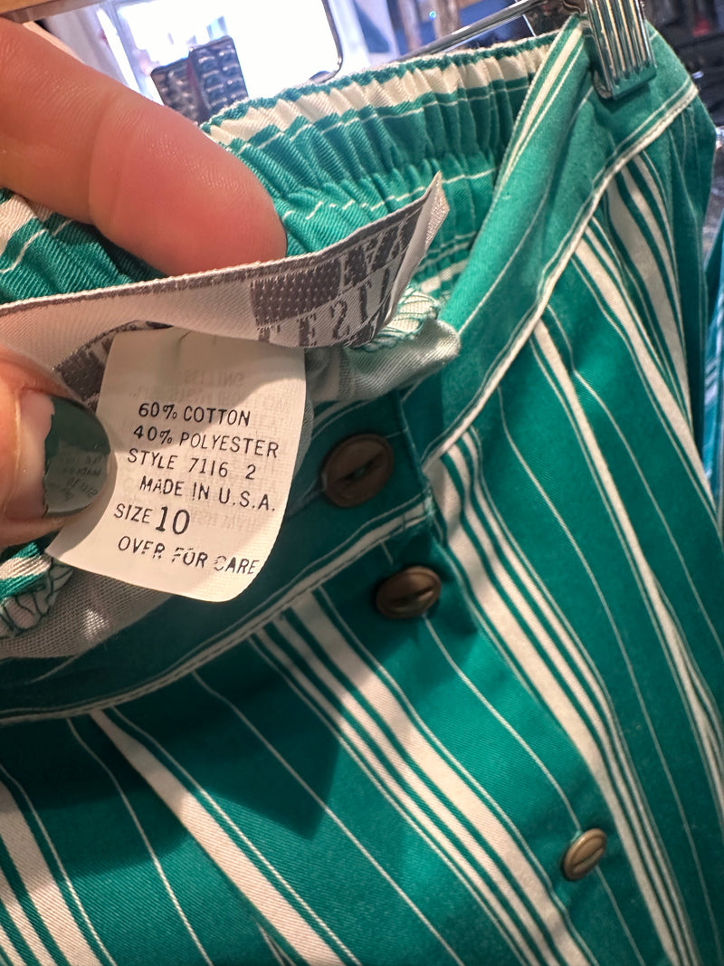 Green & White Striped Skirt by Leslie Fay - Personal