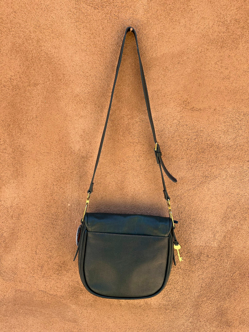 Green Leather 90's Fossil Saddle Purse