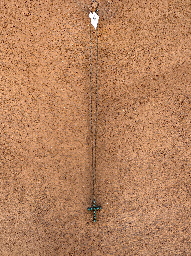Zuni Cross - Turquoise & Sterling Pendant