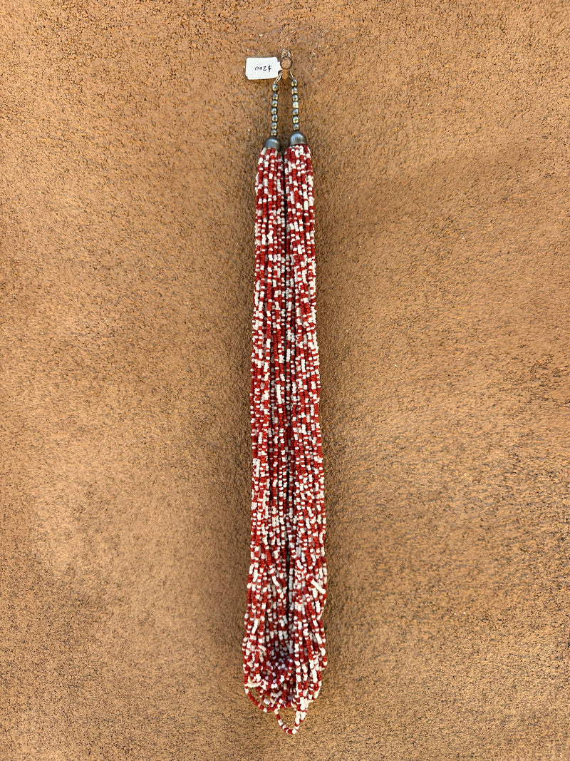 Multilayered Heishi Santo Domingo Necklace - Red & White