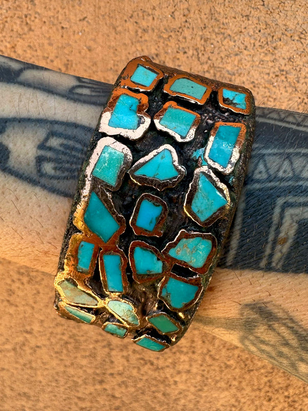 Heavy Copper & Turquoise Cuff