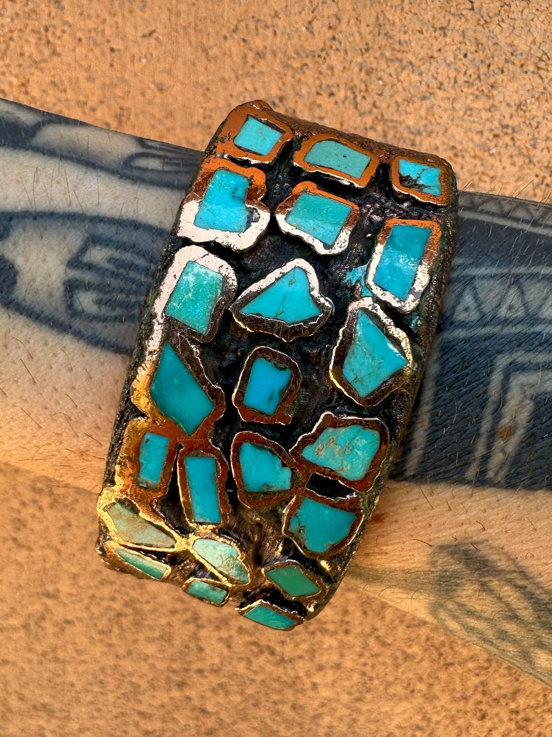 Heavy Copper & Turquoise Cuff