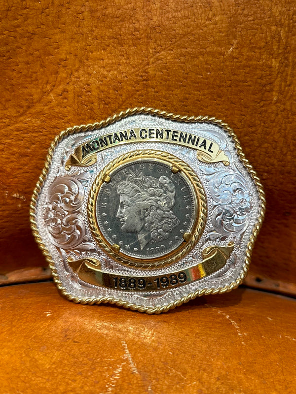 Montana Centennial Morgan Silver Dollar Belt Buckle