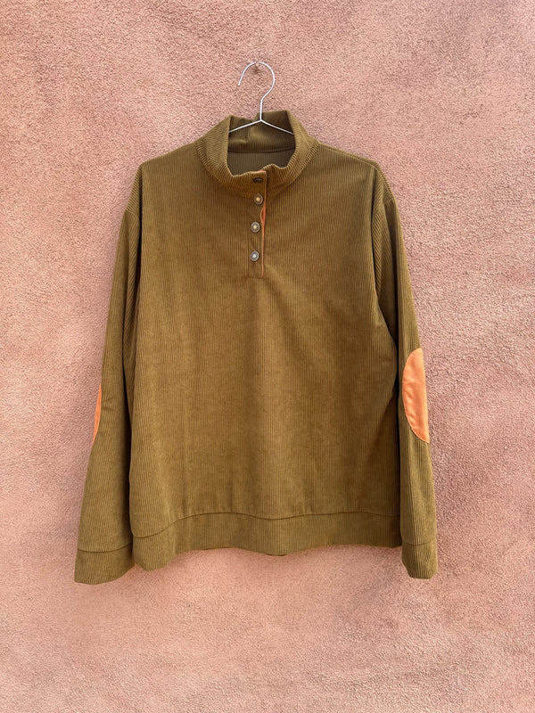 Heng Sheng Corduroy Henley Long Sleeve Top