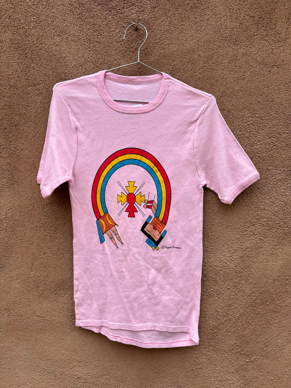 Rainbow Man (Zuni) T-shirt by Coyote Creations (Pink)