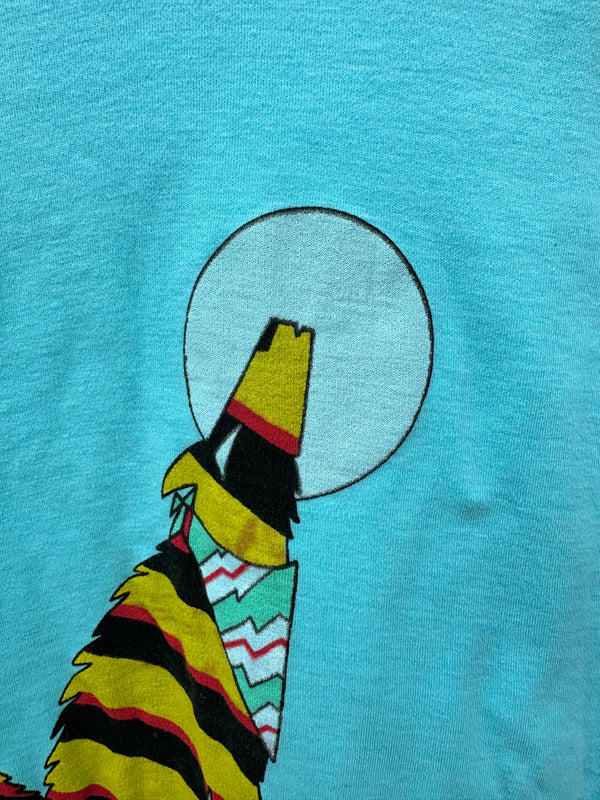 Light Blue Howling Coyote Southwestern T-shirt by Coyote Creations