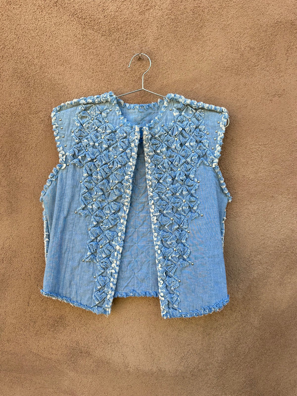 Reversible Denim Vest with Studs