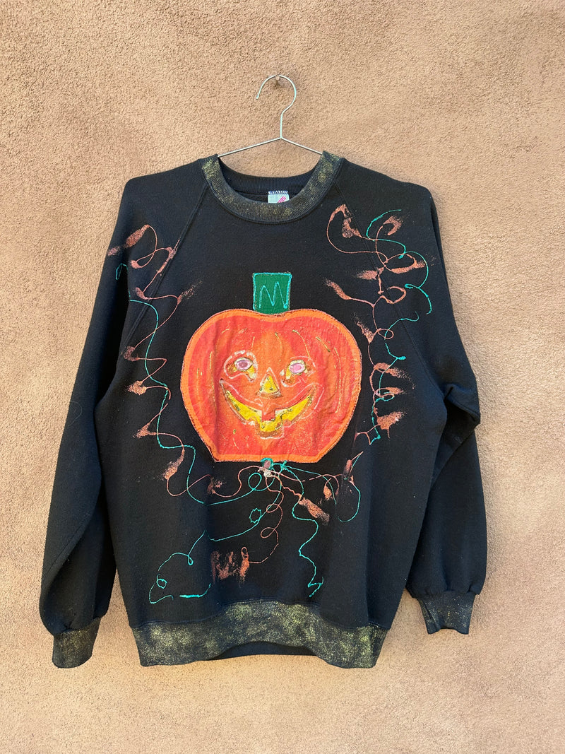 Disturbing Hand Painted Jack-o-Lantern Sweatshirt