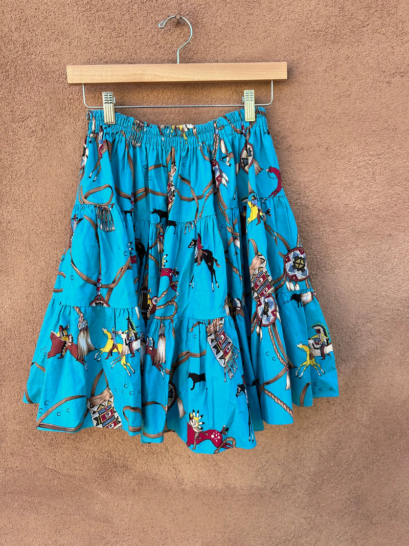 Blue Native American Theme Broom Skirt