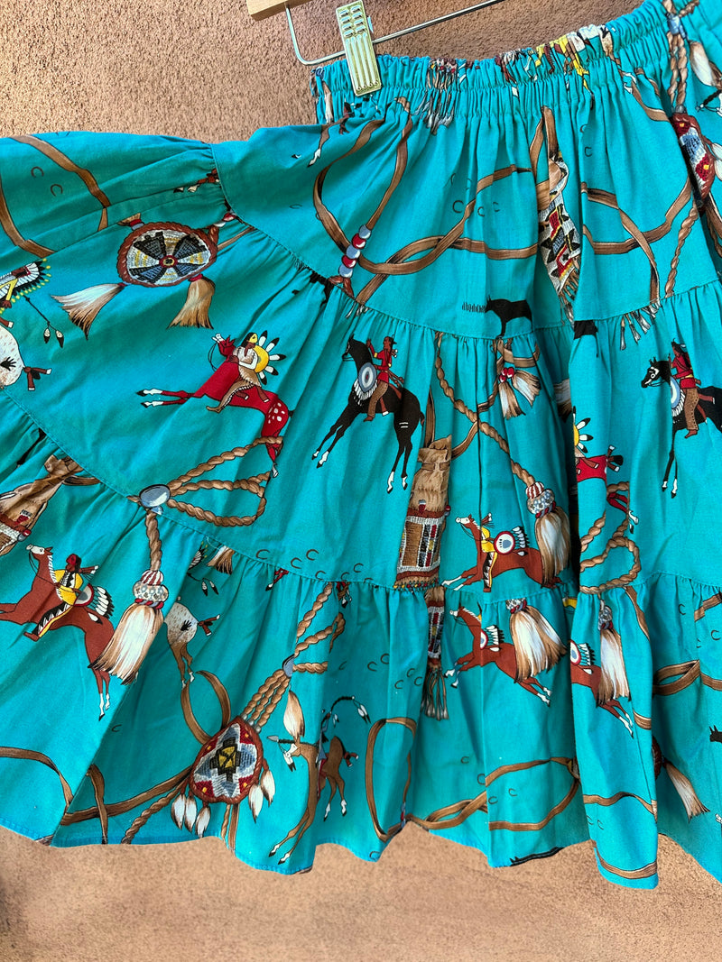 Blue Native American Theme Broom Skirt