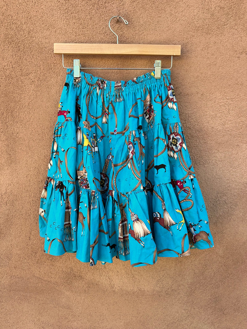 Blue Native American Theme Broom Skirt