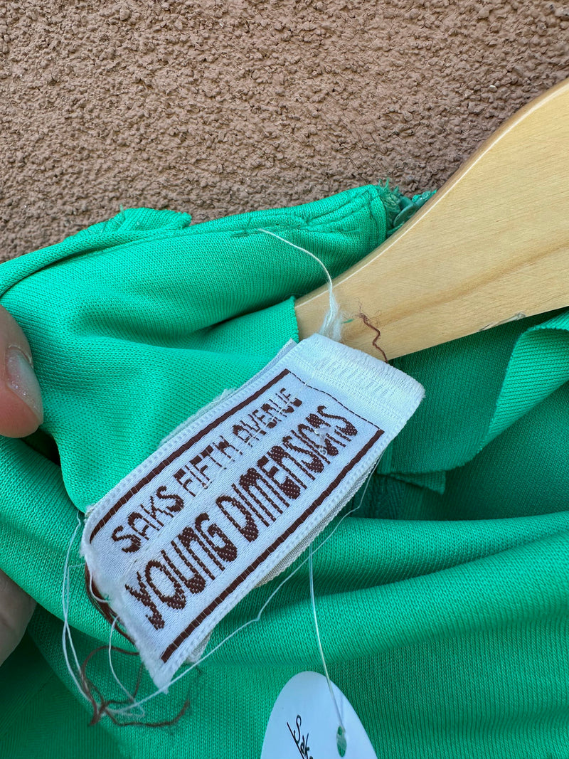 Saks Fifth Ave. Green Dress, 1960's Era