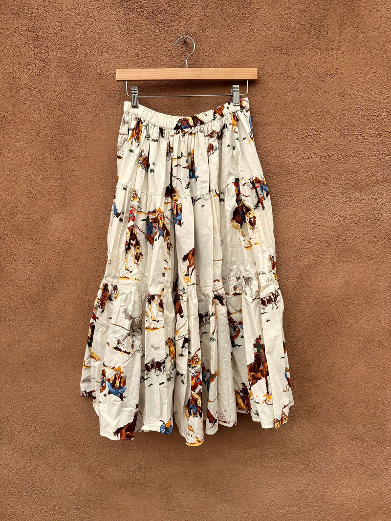 Long Cowboy Print Skirt
