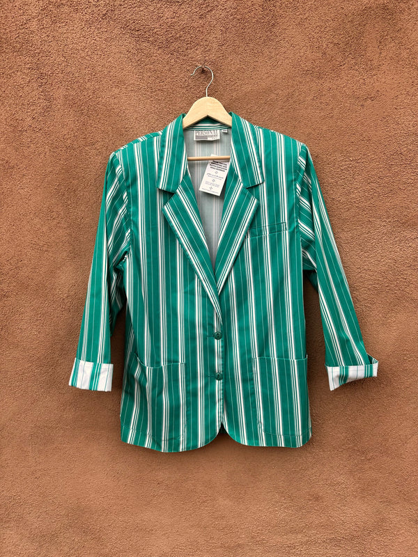 Leslie Fay - Personal Green & White Striped Blazer