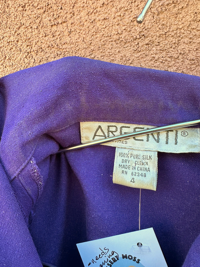Purple Raw Silk Romper by Argenti Petites - needs cleaning