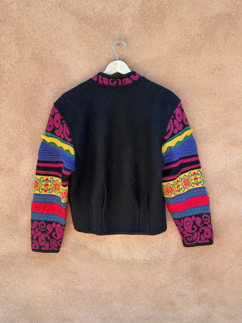 60's Geiger Wool Cardigan - Colorful Sleeves