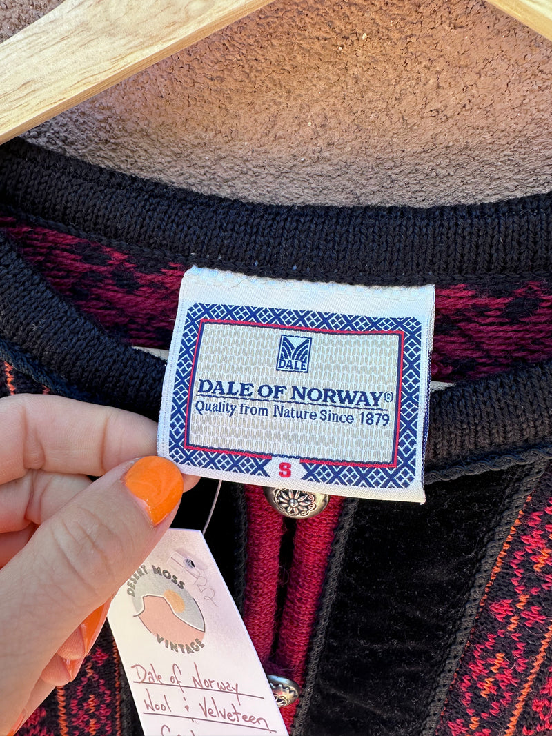Dale of Norway Wool and Velveteen Cardigan