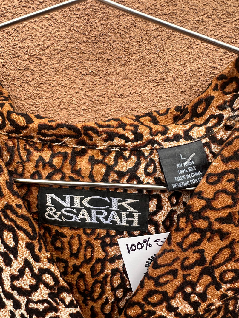 90's Nick & Sarah Leopard Print Dress - Silk