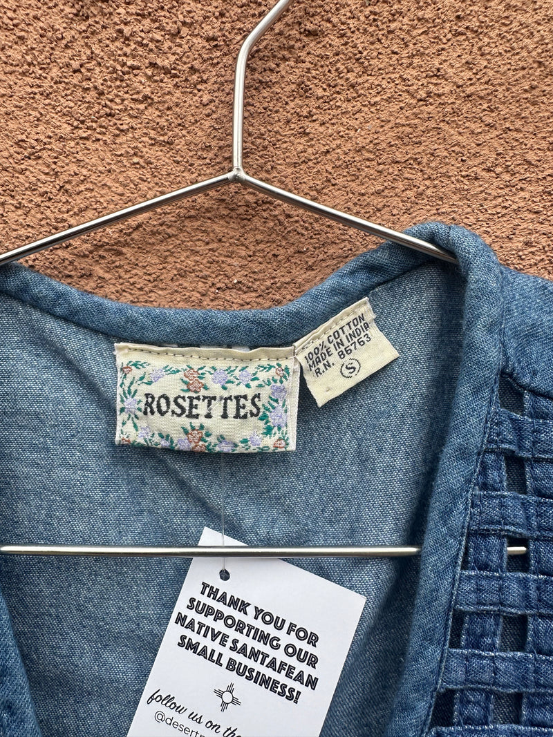 Denim Mesh Vest with Wood Toggles